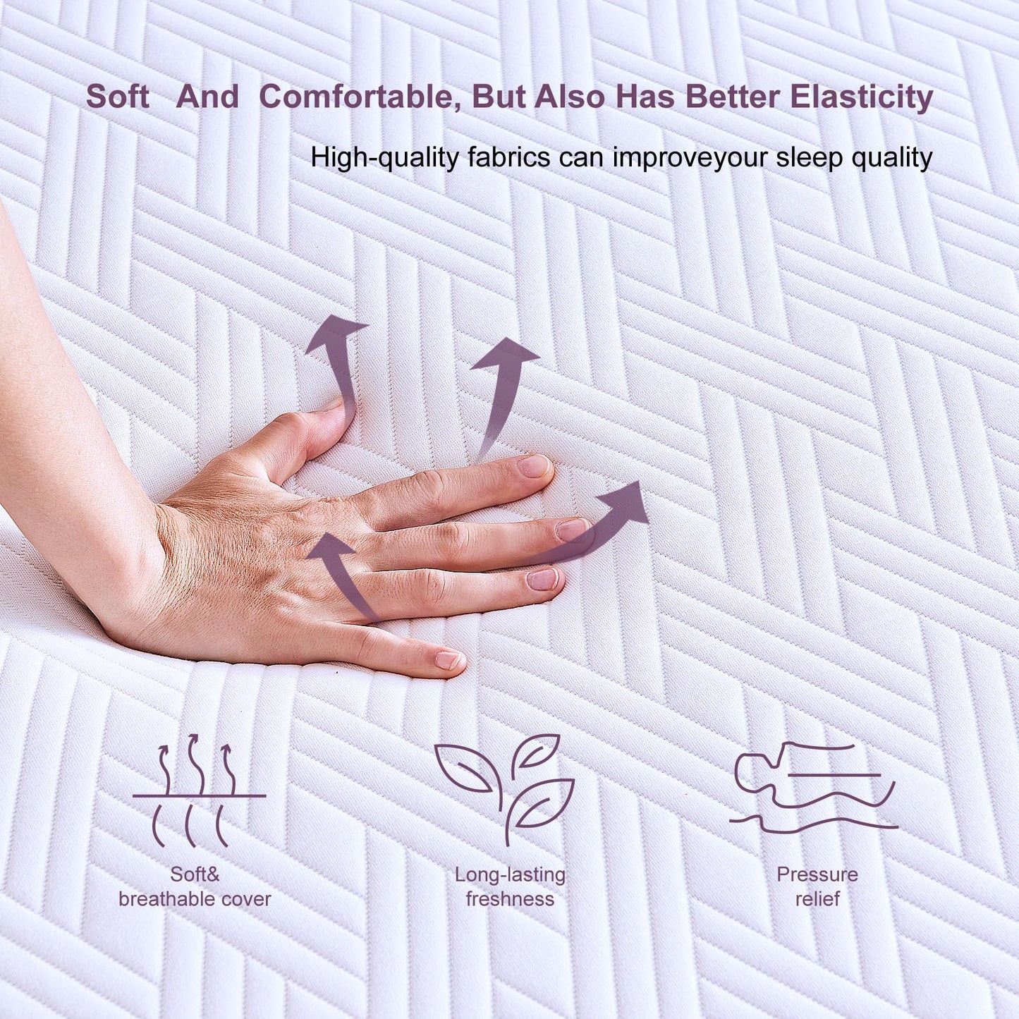 KOPEECHO Queen Mattress, 10 Inch Gel Memory Foam Mattresses, Medium Firm for Cool Sleeping, Pressure Relief, Easily Replaceable,CertiPUR-US Certified Colchón in a Box