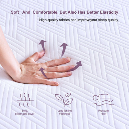 KOPEECHO Queen Mattress, 10 Inch Gel Memory Foam Mattresses, Medium Firm for Cool Sleeping, Pressure Relief, Easily Replaceable,CertiPUR-US Certified Colchón in a Box