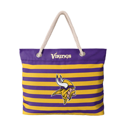 FOCO Minnesota Vikings Nautical Stripe Tote