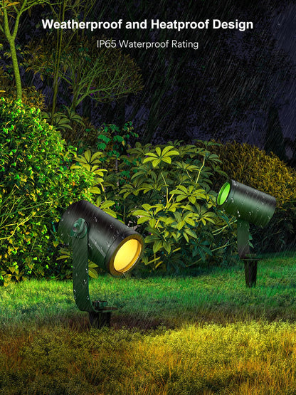 ANGELHALO Smart Landscape Spotlights, 4 Pack RGBW Pathway Lights, 2000LM Dimmable, IP65 Waterproof, Compatible with Alexa, Outdoor Decoration