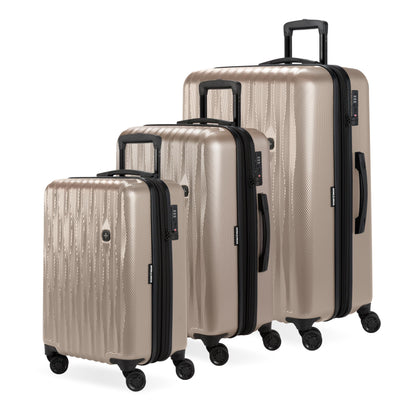 SwissGear 7272 Energie Expandable Hardside Luggage with Spinner Wheels and TSA Lock, Light Gold, 3-Piece Set (19/24/27)