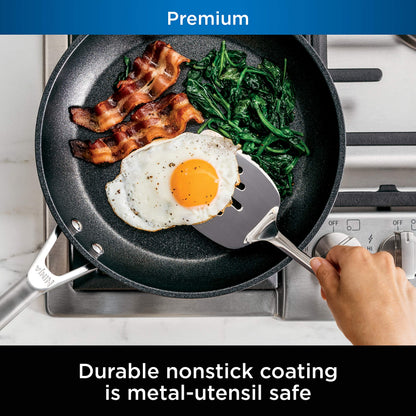 Ninja, Cookware, 12-Piece Cookware Set, Fry Pan, Sauce Pan, Sauté Pan, Glass Lid, Stock Pot, Foodi NeverStick Premium, Hard-Anodized, Nonstick, Oven Safe, Durable Pans, Slate Grey, C39800