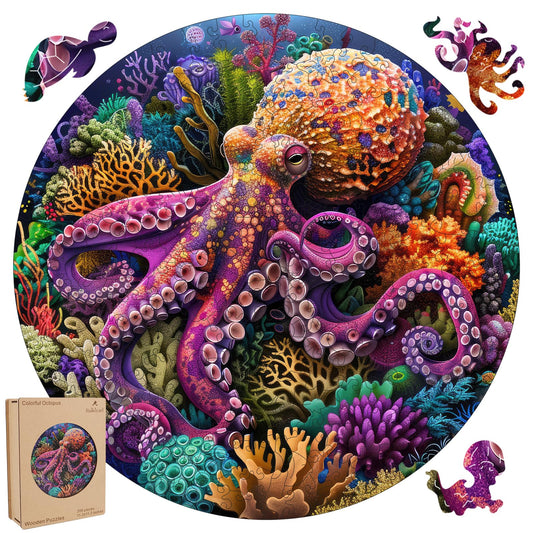 Ruikiyart Wooden Puzzles for Adults Octopus Wooden Jigsaw Puzzles 200pcs Unique Shapes Family Game Fabulous Gift for Kids and Adults on Birthday,Thanksgiving,Christmas 11.2 x 11.2 Inches