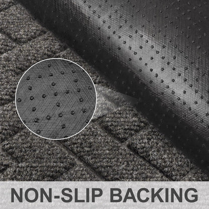 LEKEEPGO Door Mat Outside Entrance, Absorbent Indoor Outdoor Front Door Mats, Muddy Dirt Resist Outdoor Doormat, Non Slip Backing Low Profile Entryway Entry Floor Welcome Mat, 17"x29", Grey