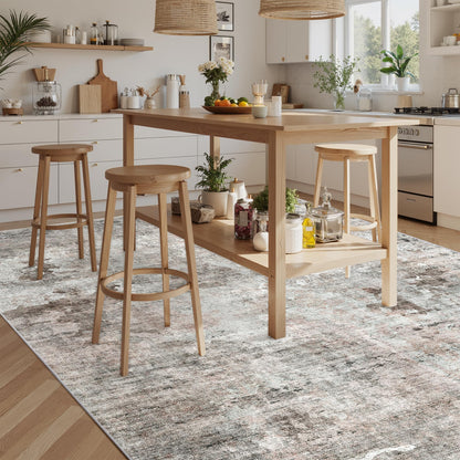 Soalmost Abstract Rug 8x10 Large Living Room Rugs Neutral Modern Washable Area Rugs for Bedroom Dining Room Non-Slip Stain Resistant Foldable Thin Rug Grey Pink