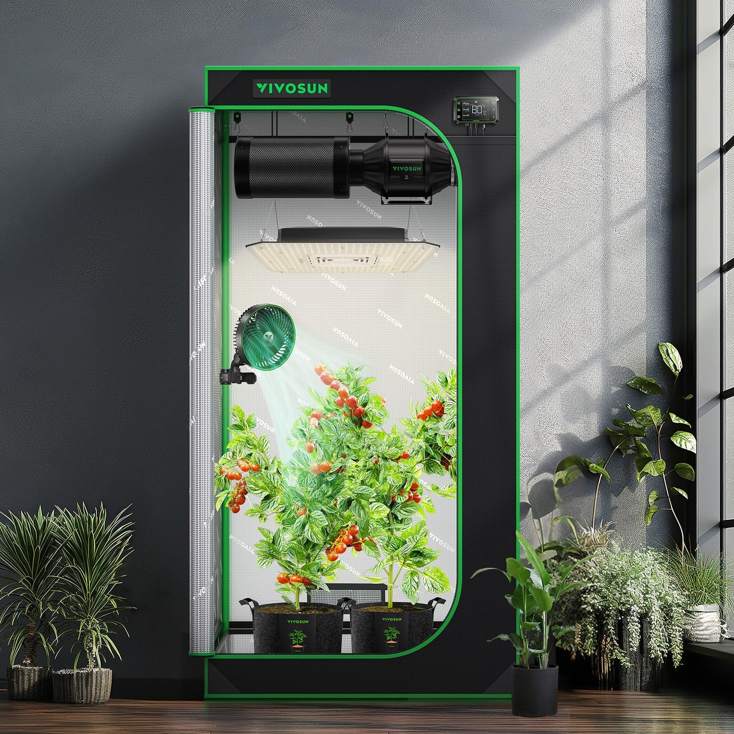 VIVOSUN S276 32"x32"x63" Grow Tent, High Reflective Mylar with Observation Window and Floor Tray for Hydroponics Indoor Plant for VS1500