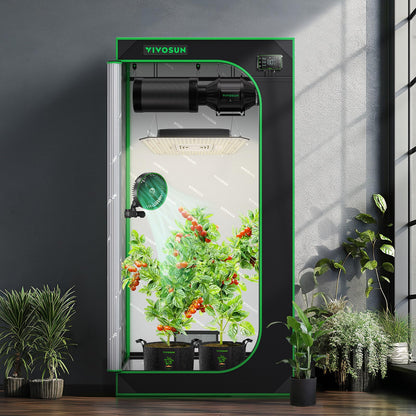 VIVOSUN S276 32"x32"x63" Grow Tent, High Reflective Mylar with Observation Window and Floor Tray for Hydroponics Indoor Plant for VS1500