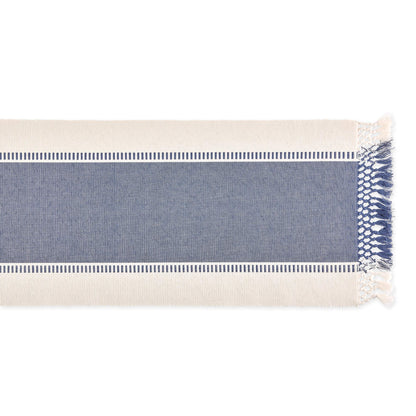 DII Dobby Stripe Woven Table Runner, 13x72-inch, French Blue