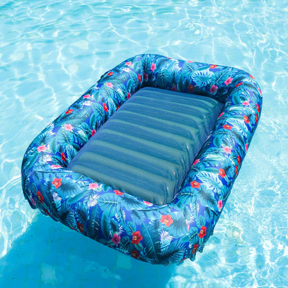 FindUWill Inflatable Pool Floats Adult - 72" X 49" Extra Large Fabric - Covered Pool Float Lounger for Adults, Heavy Duty Pool Raft Floaties for Party Summer Water Beach Lake (Blue)
