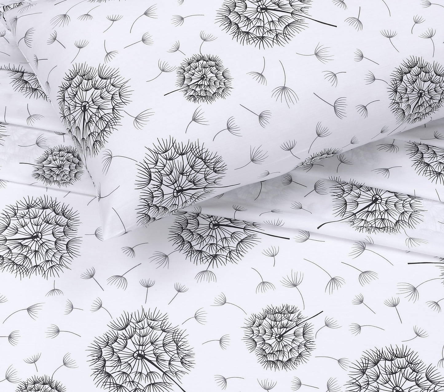 RUVANTI 100% Cotton King Size Sheets Set, 4 Pieces, Soft & Breathable Percale Weave Bedding, Deep Pocket 16", Hotel Standard, Crisp Cool Feel, Durable, Perfect Floral Bed Sheet, Dandelion