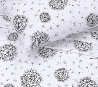 RUVANTI 100% Cotton King Size Sheets Set, 4 Pieces, Soft & Breathable Percale Weave Bedding, Deep Pocket 16", Hotel Standard, Crisp Cool Feel, Durable, Perfect Floral Bed Sheet, Dandelion