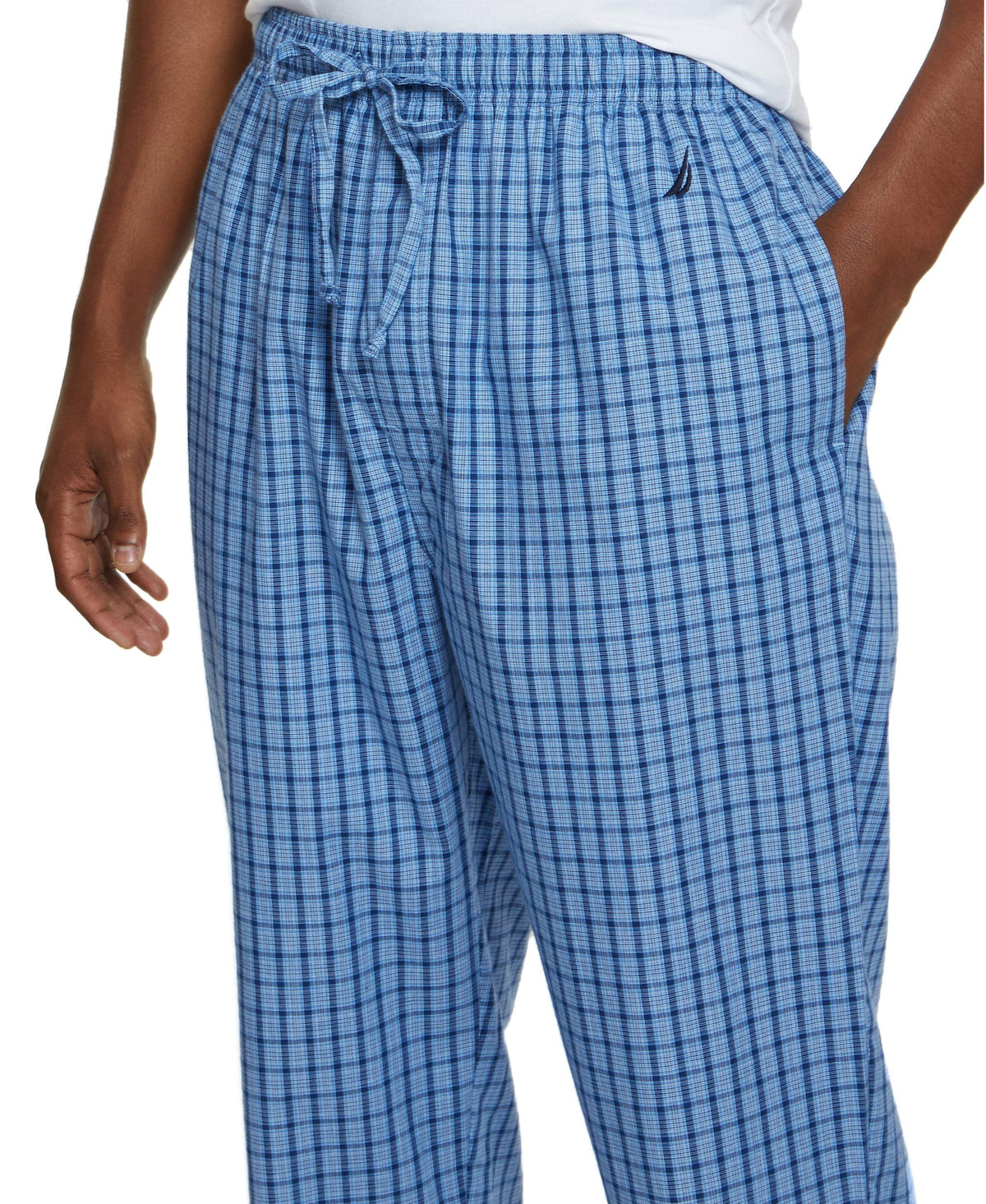 Nautica Men's Soft Woven 100% Cotton Elastic Waistband Sleep Pajama Pant, French Blue, Large