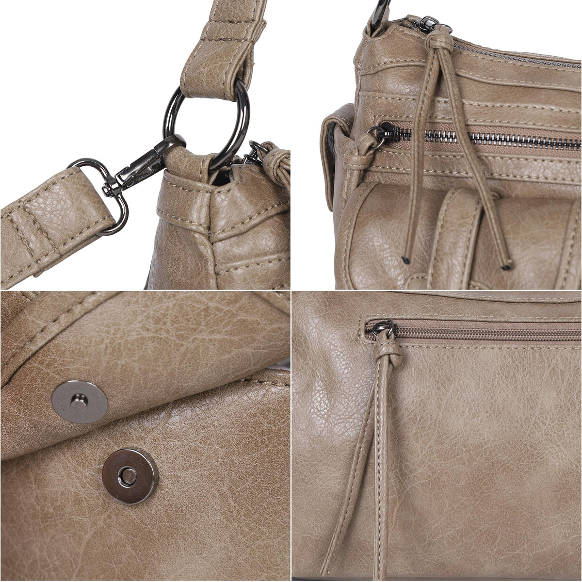 Angel Kiss Hobo Purses for Women Crossbody Shoulder Bag Ladies Multi Pocket Handbags with Adjustable Shoulder Strap,Khaki
