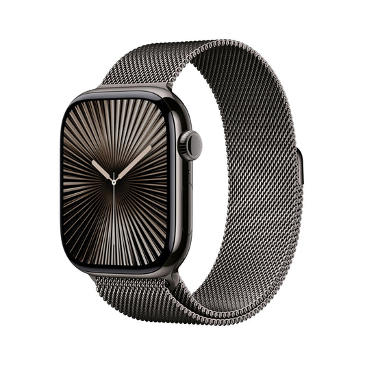 Apple Watch Series 10 [GPS + Cellular 46mm case] Smartwatch with Slate Titanium Case with Slate Milanese Loop - M/L. Fitness Tracker, ECG App, Always-On Retina Display, Carbon Neutral