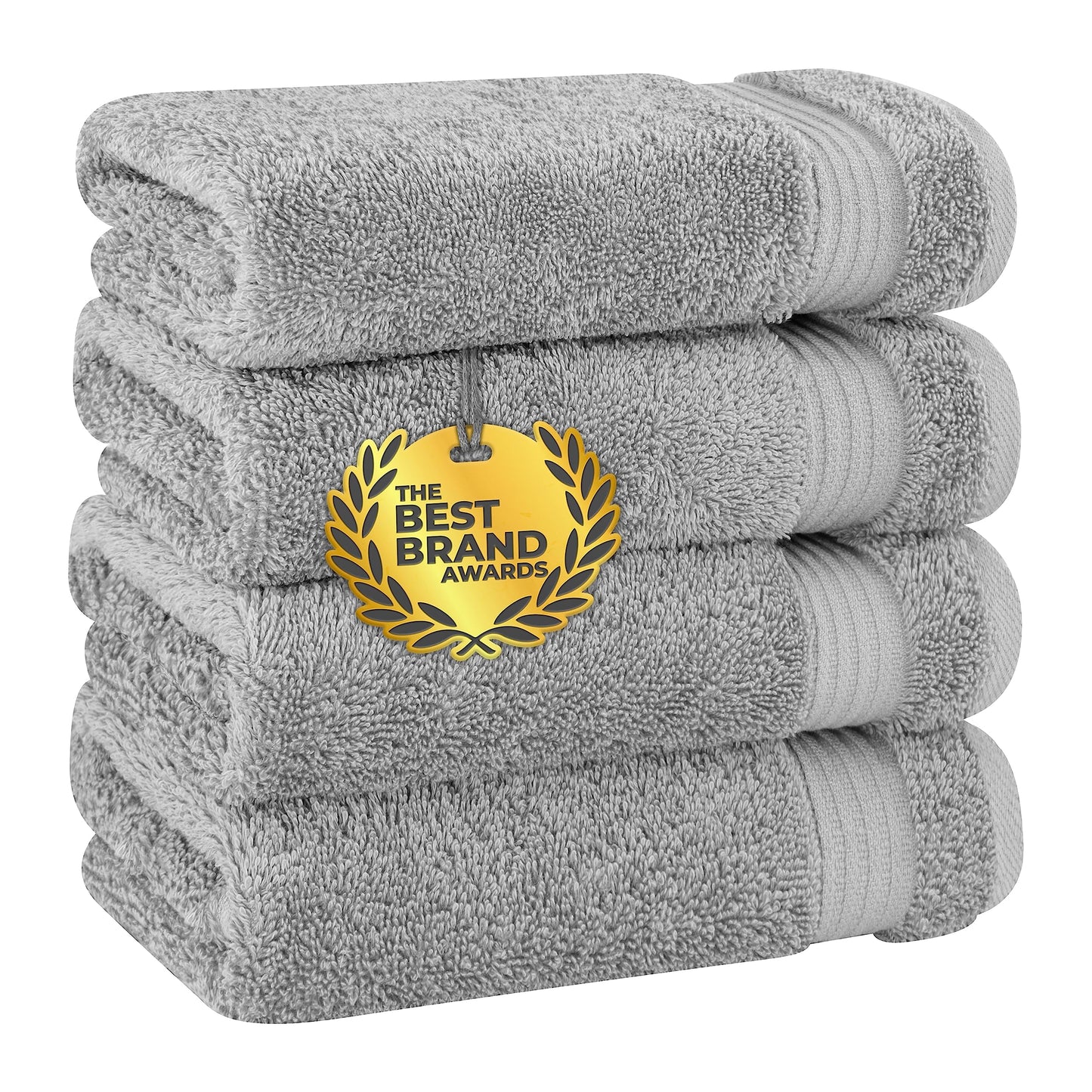 Cotton Paradise Hand Towels for Bathroom, 100% Cotton Turkish 4 Piece Hand Towel Set, Soft Absorbent Face Towels Clearance Set, Light Gray Hand Towels