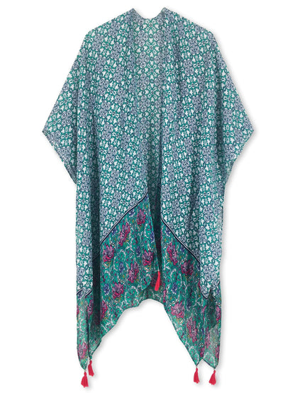 Moss Rose Women's Beach Cover up Swimsuit Kimono with Bohemian Floral Print, Loose Casual Resort Wear