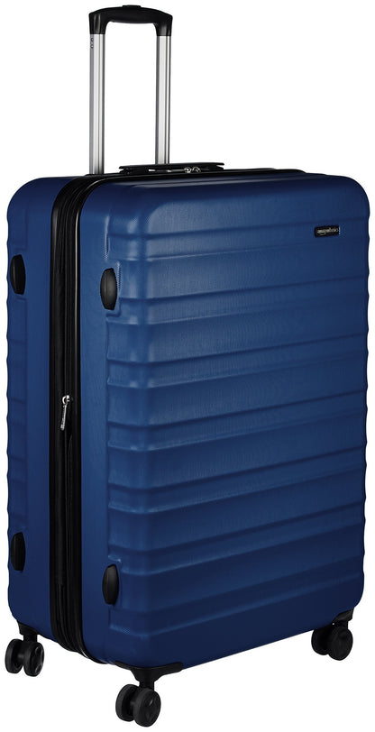 Amazon Basics Expandable Hardside Luggage, Suitcase with Wheels, 30-inch Spinner with Four Spinner Wheels and Scratch-Resistant Surface, Navy Blue