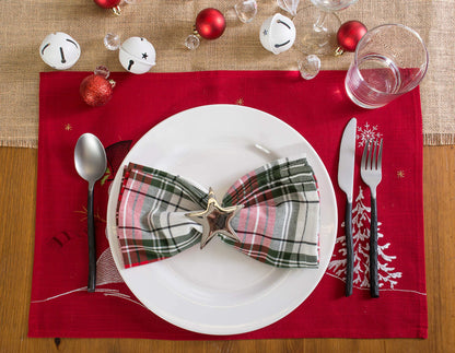 DII Tartan Plaid Collection Holiday Dining Table & Kitchen Décor, Christmas Napkin, 20x20, Red, Green & White, 6 Piece