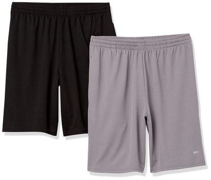 Amazon Essentials Men's Performance Tech Loose-Fit Shorts (Available in Big & Tall), Pack of 2, Black/Grey, Large