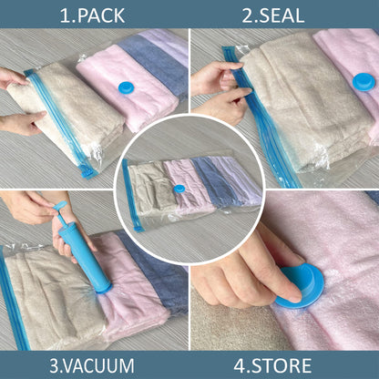 Vacuum Storage Bags, 10 Combo (5 Large/5 Jumbo) Space Saver Bags Vacuum Seal Bags with Pump, Space Bags, Vacuum Sealer Bags for Clothes, Comforters, Blankets, Bedding