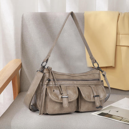 Angel Kiss Hobo Purses for Women Crossbody Shoulder Bag Ladies Multi Pocket Handbags with Adjustable Shoulder Strap,Khaki