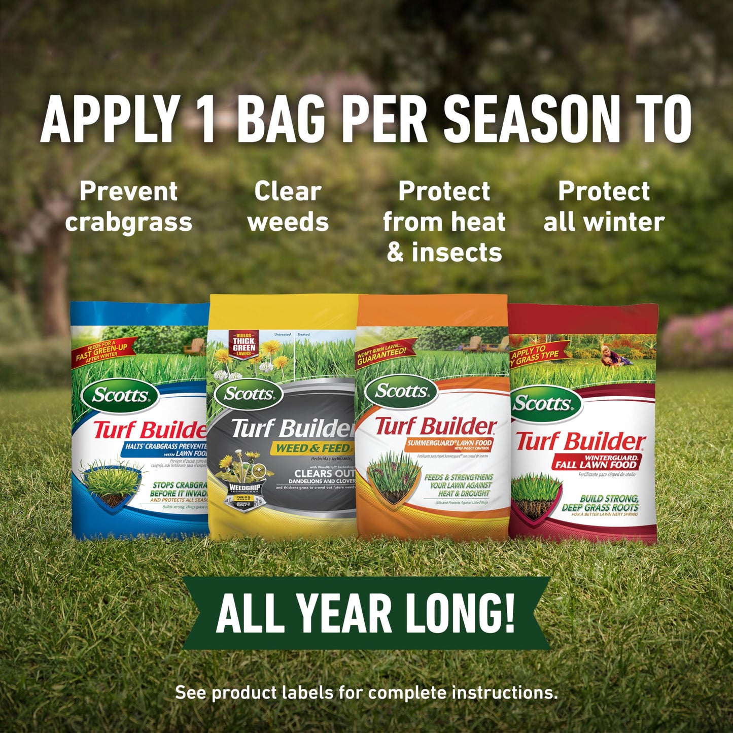 Scotts Turf Builder 4-Bag Lawn Care Bundle for Small Lawns with Halts Crabgrass Preventer, Weed & Feed5, SummerGuard and WinterGuard