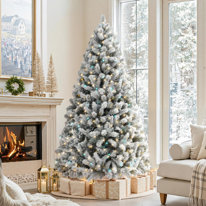 HOLLO STAR 6 ft Flocked Prelit Christmas Tree with 350 LED Lights, App Control, Artificial Christmas Tree, Multi-Color RGBW Lights, 947 Branch Tips, Snow Xmas Tree, for Home, Party