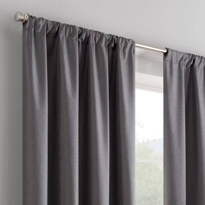 ECLIPSE Kendall Modern Blackout Thermal Rod Pocket Window Curtain for Bedroom or Living Room (1 Panel), 42" x 95", Charcoal