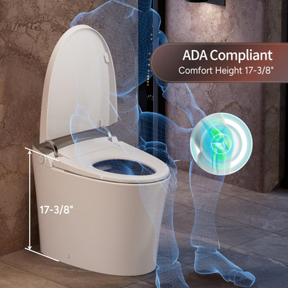 CANEST Smart Toilet with Bidet Built in, 1000 Gram MaP Flush Score, Bidet Toilet 12" Rough-in, Dual-Flush 1.1/1.6GPF with 17" ADA Comfort Chair Height Seat, Auto Open Close, Heated Seat, Night Light