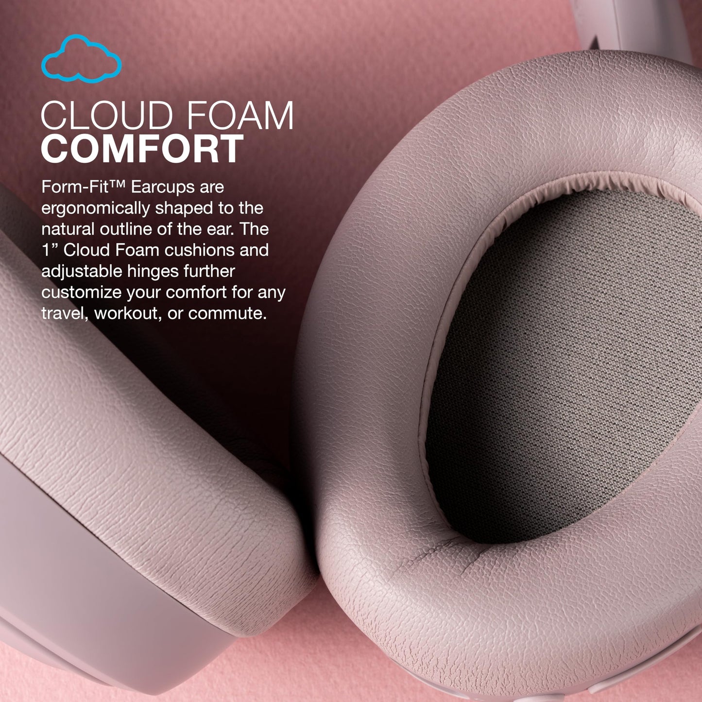 JLab JBuds Lux ANC Wireless Headphones, Mauve, Hybrid Active Noise Cancelling, Customizable Sound, Spatial Audio Compatible, Premium Over-Ear Bluetooth Headset