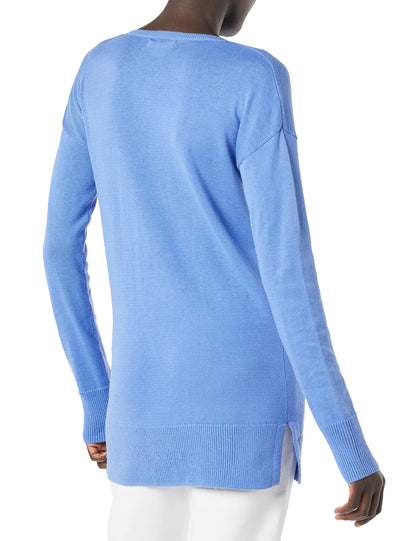 Amazon Essentials Women's Lightweight Long-Sleeve V-Neck Tunic Sweater (Available in Plus Size), Blue, X-Large