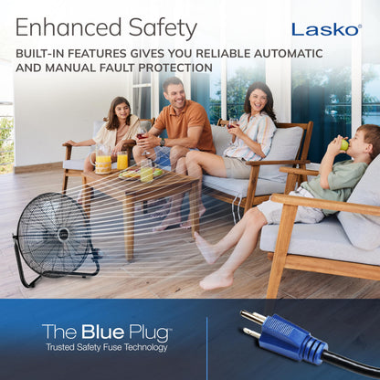 Lasko 20" Black High Velocity Wall Mount Fan with Pivoting Head - 3 Speeds, Ideal Wall Mount Fan or Floor Fans for Home, Garage, Attic, 2264QM
