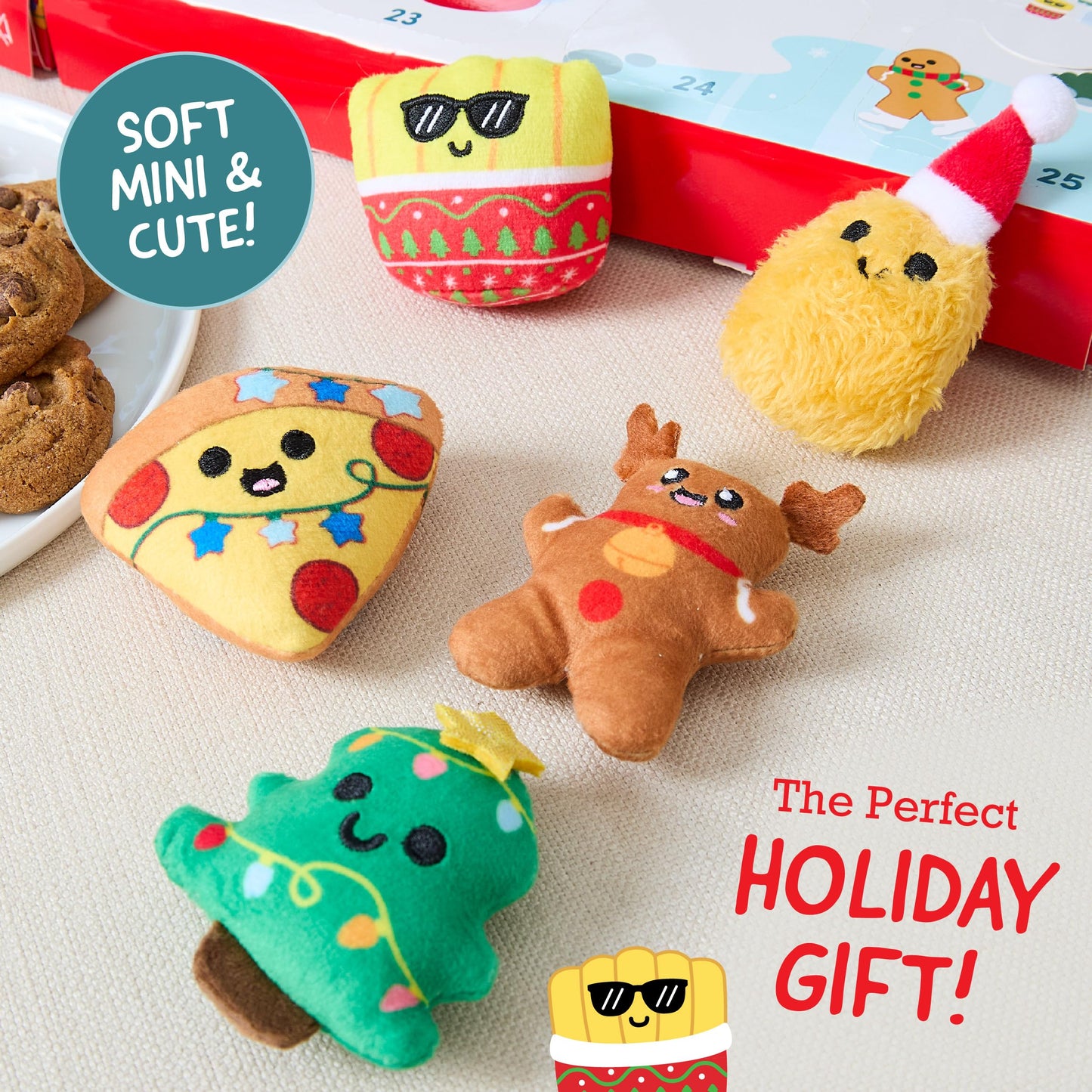 Emotional Support Plush Advent Calendar by Relatable, Perfect Plush Advent Calendar for Kids or Teens, Contains 25 Mini Collectible Plushies Including Fries, Gingerbread, and Nugget Plush Toys, Stocking Stuffers for Kids