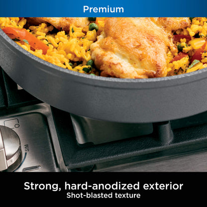 Ninja, Cookware, 12-Piece Cookware Set, Fry Pan, Sauce Pan, Sauté Pan, Glass Lid, Stock Pot, Foodi NeverStick Premium, Hard-Anodized, Nonstick, Oven Safe, Durable Pans, Slate Grey, C39800