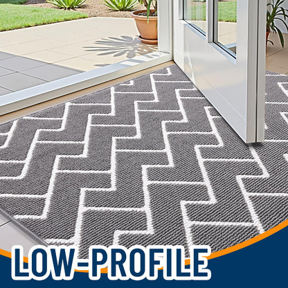 OLANLY Front Door Mat, Non-Slip Rubber Backing, Dirt Resistant and Absorbent, Washable, Easy to Clean Low-Profile Indoor Doormat for Back Door, Entryway, Inside Entrance, 32x20, Grey