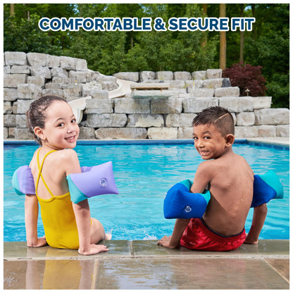 Swimways Soft Swimmies Toddler Floaties, Learn-to-Swim Inflatable Pool Floats & Arm Floaties, Swimming Pool Accessories for Kids Aged 3-5, Blue