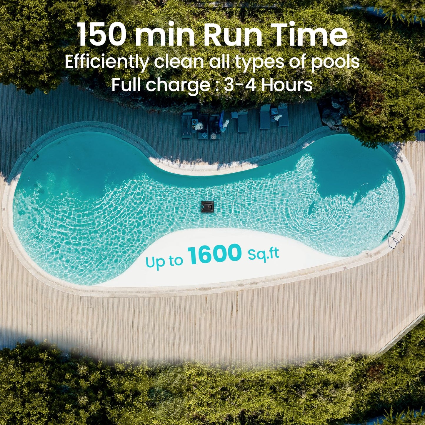 Aiper Scuba S1 Robotic Pool Cleaner, Wall & Waterline Cleaning, Cordless Pool Robot with 4 Modes, Smarter Navigation with High-Precision Sensors, for All Inground & Above Ground Pools (2024)