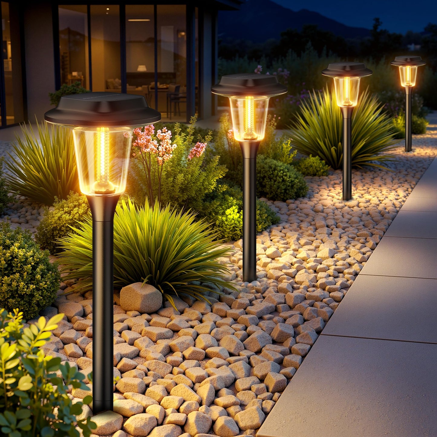 KOOPER Solar Pathway Lights Outdoor, 8 Pack Modern Brighter Solar Powered Landscape Path Lights, IP65 Waterproof Outdoor Solar Garden Lights for Yard Patio Driveway Walkway Lawn Sidewalk Decorative