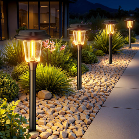 KOOPER Solar Pathway Lights Outdoor, 8 Pack Modern Brighter Solar Powered Landscape Path Lights, IP65 Waterproof Outdoor Solar Garden Lights for Yard Patio Driveway Walkway Lawn Sidewalk Decorative