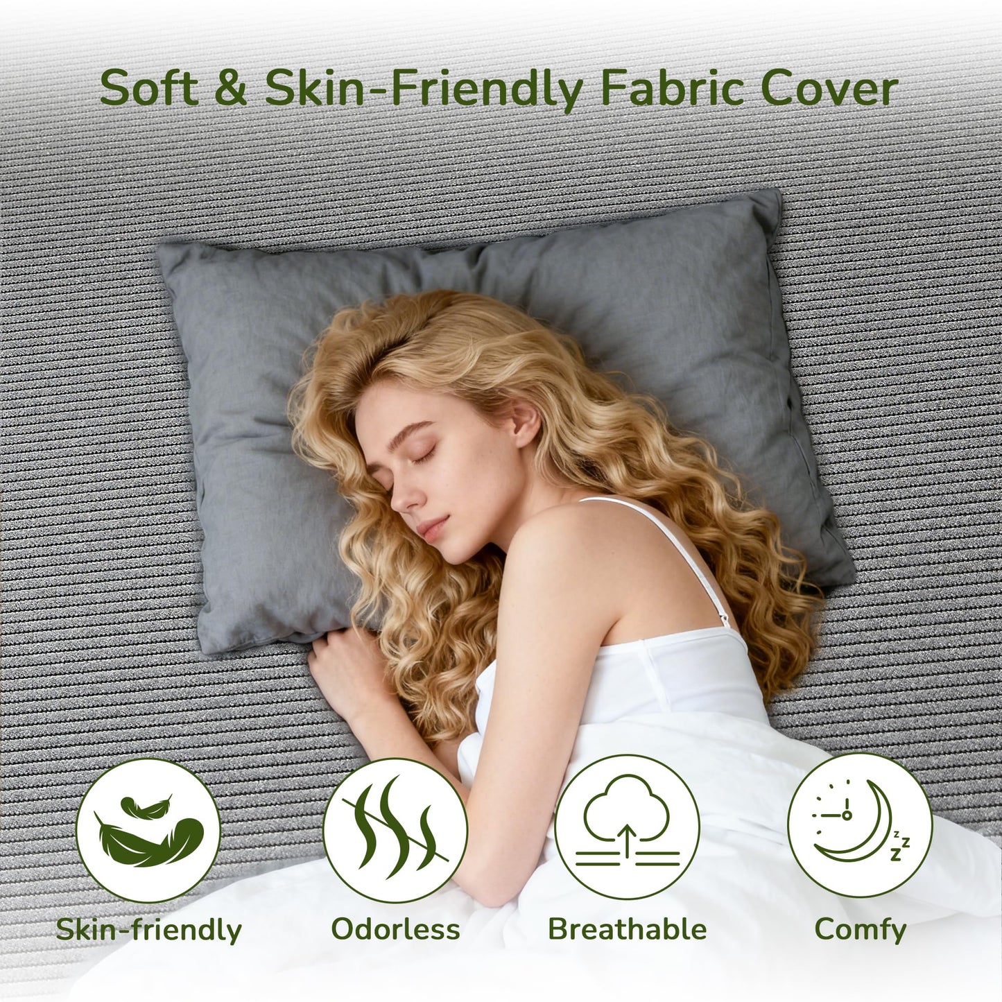 Memory Foam Mattress Topper, 3 inch Queen Mattress Topper with Removable Soft Cover, Bed Topper for Dorm, Travel, Guest Mat, Non-Slip Design & Pressure Relief Back Pain, Grey