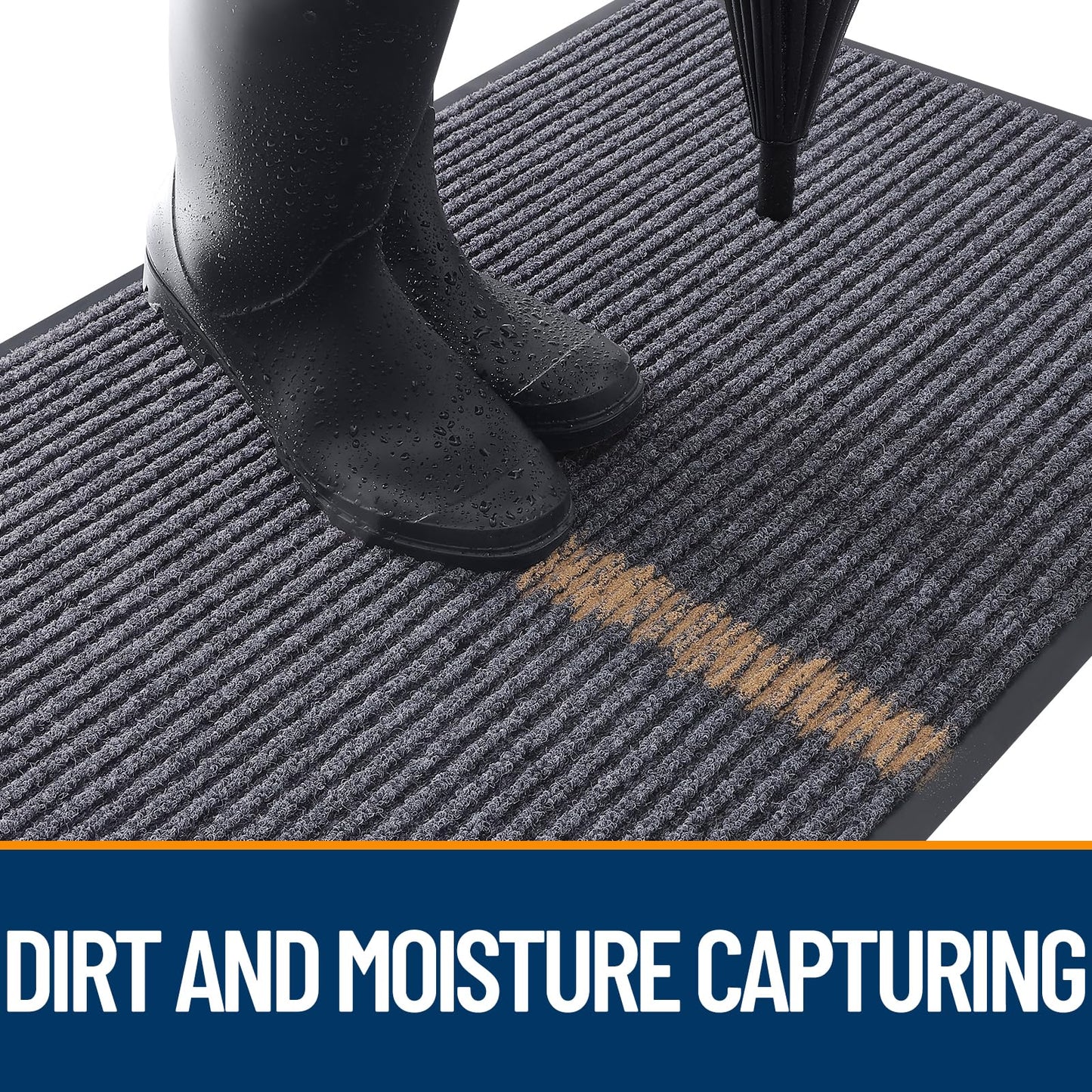 OLANLY Front Door Mat Indoor Outdoor Entrance, 2-Pack 29.5 x 17 Inch, Waterproof Heavy Duty Doormat, Fade Resistant, Low Profile, Easy Clean Patio Porch Welcome Floor Mats for Entry, Grey