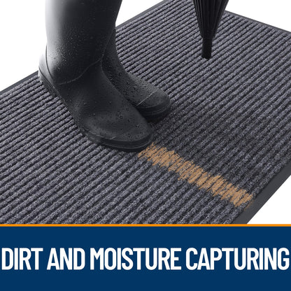 OLANLY Front Door Mat Indoor Outdoor Entrance, 2-Pack 29.5 x 17 Inch, Waterproof Heavy Duty Doormat, Fade Resistant, Low Profile, Easy Clean Patio Porch Welcome Floor Mats for Entry, Grey