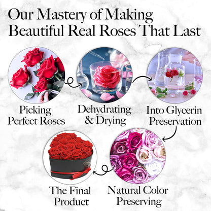 GLAMOUR BOUTIQUE 27 Preserved Roses in a Heart Box - Flowers Forever Valentine's Day, Roses Forever for Women, Roses Forever in a Box, Birthday Gifts for Her, Red