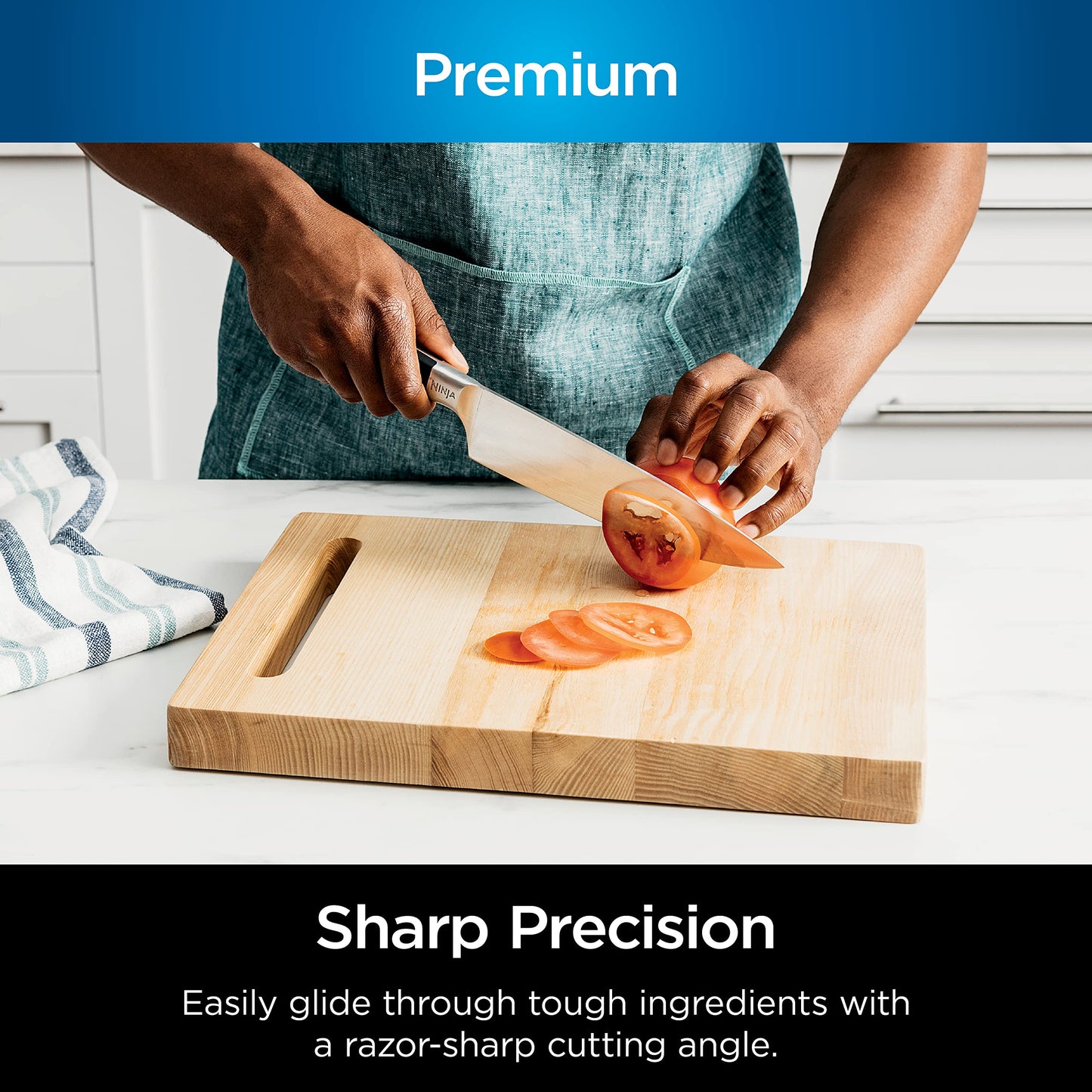 Ninja K32012 Foodi NeverDull Premium Knife System, 12 Piece Knife Block Set with Built-in Sharpener, German Stainless Steel Knives, Black