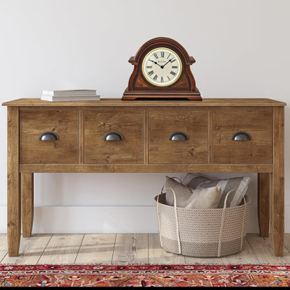 Bulova Bostonian Lighted Mantel Clock, Model B1851 | Elegant Cherry Wood Finish | Illuminated Dial | Quartz Movement | Traditional Design | Battery Operated