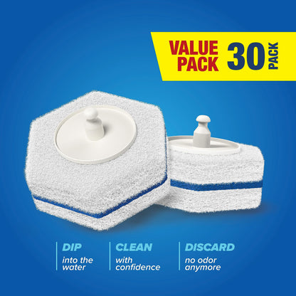 CleanGenius Disposable Prefilled Toilet Cleaning Scrubbers, 30 Count