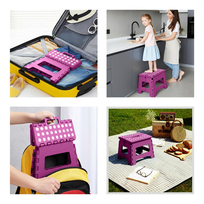 Utopia Home Folding Step Stool with Handle – 9 Inch Anti Slip Collapsible Stool – Holds Up to 300 lbs – Sturdy Plastic Step Stool Foldable for Kitchen, Bathroom and Home Use (1-Pack, Purple)