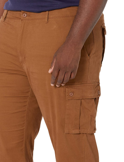 Amazon Essentials Men's Straight-Fit Stretch Cargo Pant (Available in Big & Tall), Light Brown, 28W x 29L