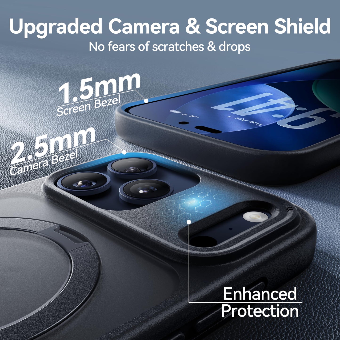 CASEKOO [Instant Black] for iPhone 17 Pro Case with Magnetic Ring Stand [Military Drop Protection] [Fit for MagSafe] Shockproof Translucent Matte Slim Phone Cover for iPhone 17 Pro Case 6.3 Inch