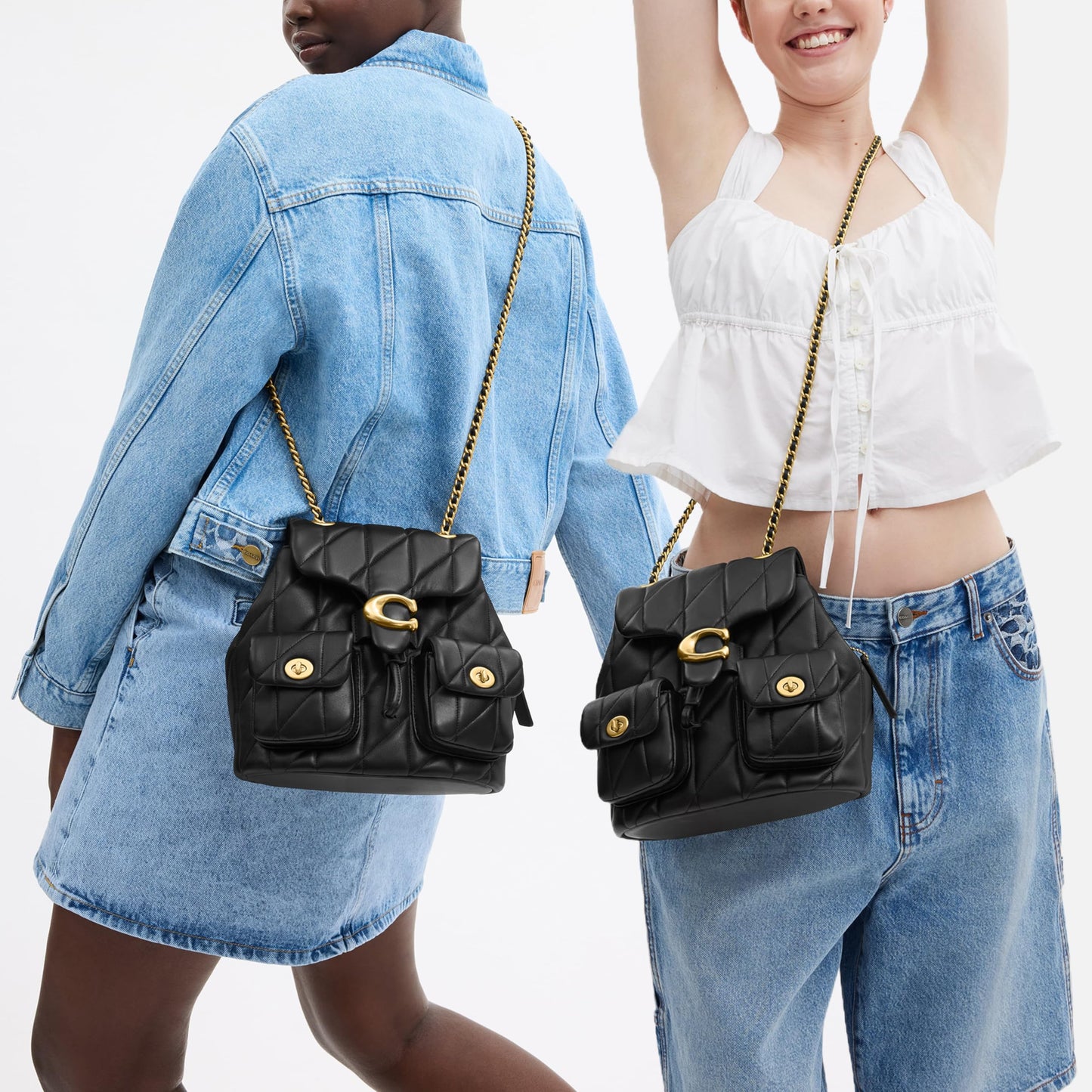 COACH, Womens, Quilted Tabby Backpack, Black, One Size